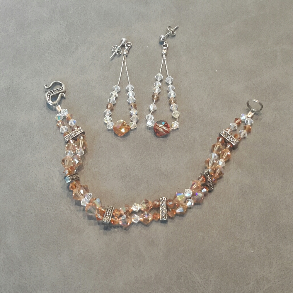 Crystal Beaded Bracelet & Earrings